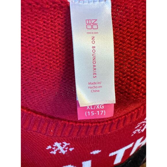 No Boundaries Naughty/Nice Reversible Sequins Christmas Sweater - Picture 5 of 5